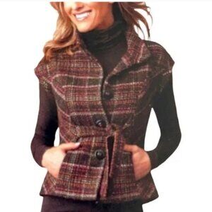 Cabi Plaid Wool Blend Vest Women's Small